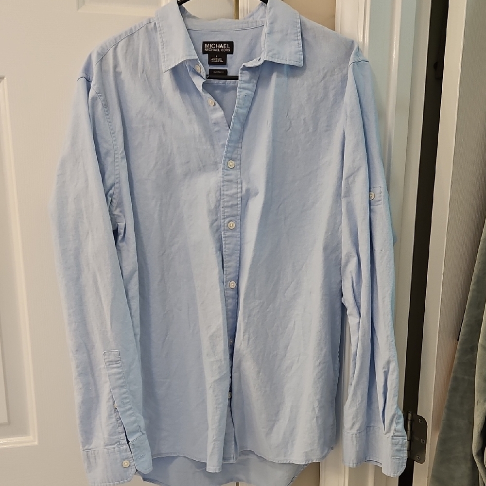 Michael Kors Sky Blue Casual Button Down Shirt